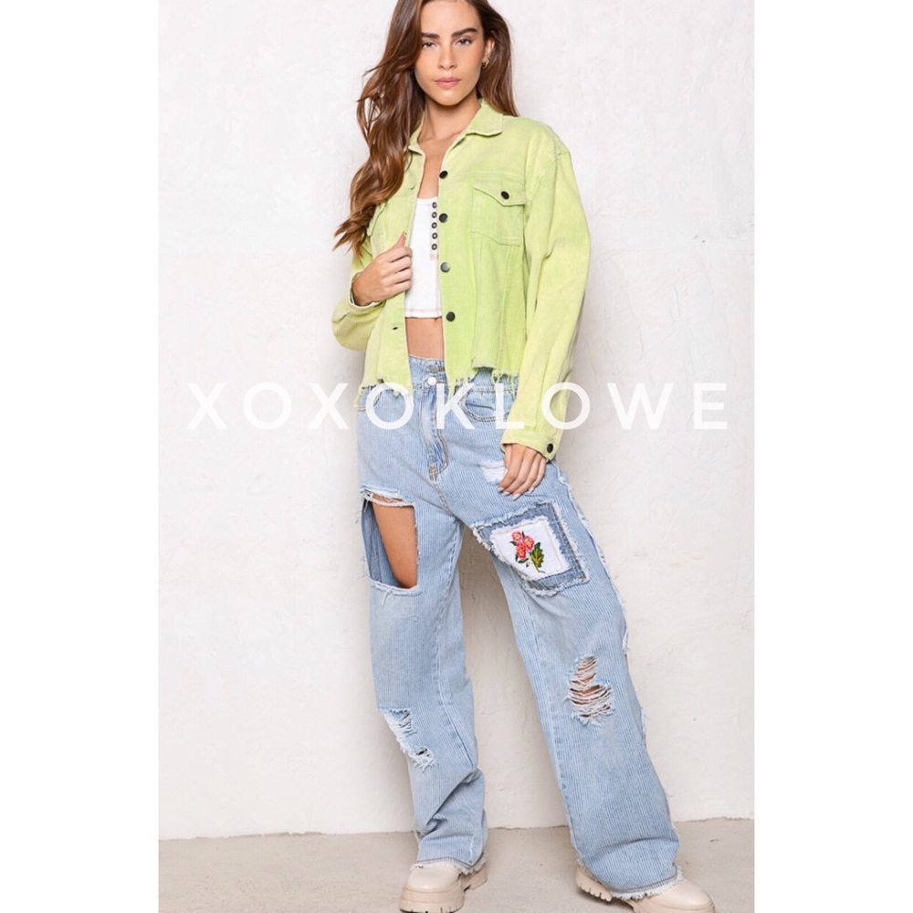 POL Retro 90s Distressed Relaxed Fit Jeans Patches Cutouts - Picture 16 of 16